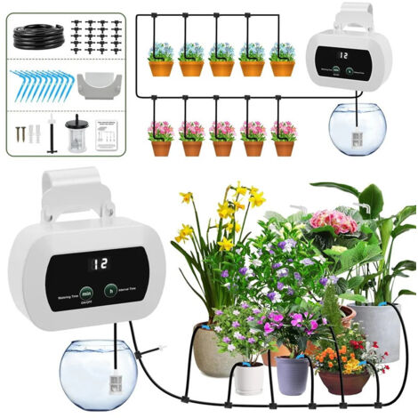 Programmateur d’irrigation de jardin automatique – Arrosage temporisé, batterie 1800 mAh intégrée, recharge USB, système d’arrosage des plantes (1/5)