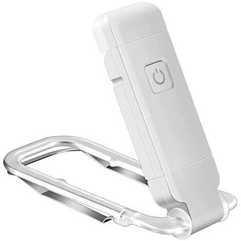 Lampe de lecture clip LED USB rechargeable – lampe de livre flexible – intensité lumineuse réglable – usage lit et voyage,Blanc (1/5)
