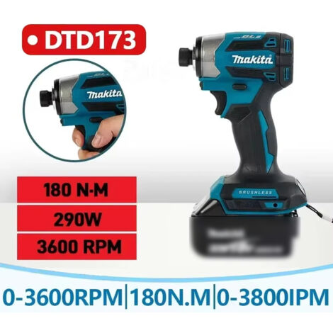 Perceuse-visseuse à choc sans fil 180 N·m 1800 tr/min sans balais – outil électrique bois/boulon Mode T, compatible Makita 18V, sans batterie (1/5)