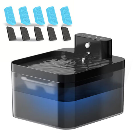 Fontaine à eau automatique sans fil 2,2 L pour chat et chien – Capteur infrarouge, batterie 2600 mAh, distributeur d’eau intelligent pour animaux (1/5)