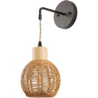 Lampe Murale Bohème en Rotin – Applique Murale Artisanale Rustique en Osier pour Salon, Chambre ou Couloir, Sans Ampoule