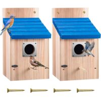 Lot de 2 nichoirs en cèdre Bluebird pour extérieur – Trou d’entrée 1,5 pouces avec protection métallique, loquet sécurisé, fentes d’aération