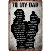 Plaque métallique « À mon papa » – Cadeau de fille pour père, idée anniversaire, décoration murale