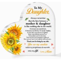 Plaque cœur acrylique pour fille – Cadeau de maman à sa fille, idée cadeau anniversaire et Noël, vous êtes mon soleil