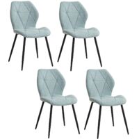 Ensemble de 4 chaises de salle à manger rembourrées en tissu de lin, chaises de cuisine, pieds en métal pour balcon, Restaurant, salle à manger, Menthe