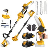 Scie électrique sans fil de 6 pouces, scie à perche télescopique, scie à perche pour jardinage, outil de coupe, compatible avec les batteries 21V, Avec 2 batteries