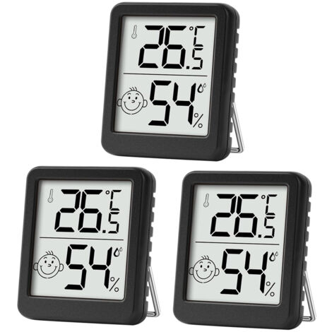 3Pcs Thermomètres Hygromètres Numériques d’Intérieur – Indicateurs d’Humidité avec Grand Écran pour la Maison (1/5)
