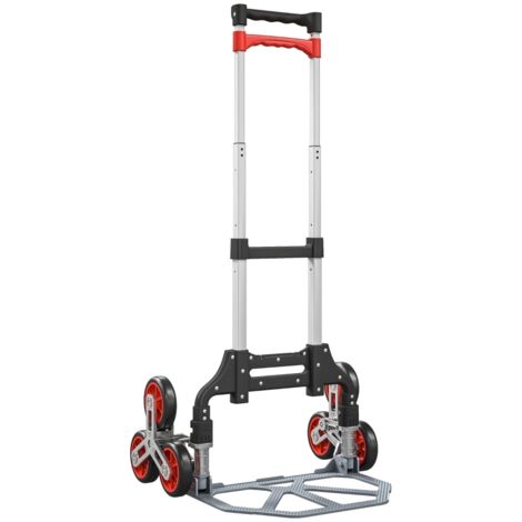 Chariot Escalier Pliable – Trolley à 6 Roues, Charge 70 kg, Aluminium – Rouge (1/5)