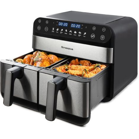 Friteuse à Air Chaud 10L – Airfryer Double Chambre Dual Zone pour Famille, Écran Tactile LED, Temps et Température Réglables, 8 Fonctions de Cuisson (1/5)