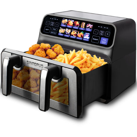 Friteuse à Air Chaud 9L à Double Chambre – Airfryer 2200 W, Fenêtre de Visualisation, Écran LED Couleur, Paniers Simples et Doubles Réglables Indépendamment (1/5)