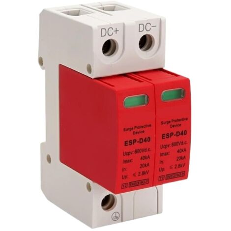ESP-D40 Parafoudre DC 2P 600V pour Système Photovoltaïque Solaire – SPD Rail DIN Basse Tension 20KA-40KA Protection Foudre (1/5)