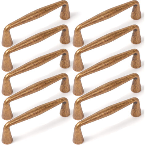 Lot de 10 Poignée de Meuble 96 mm – Poignées Vintage en Laiton Antique, Tiroir et Placard, Style Classique et Élégant (1/5)