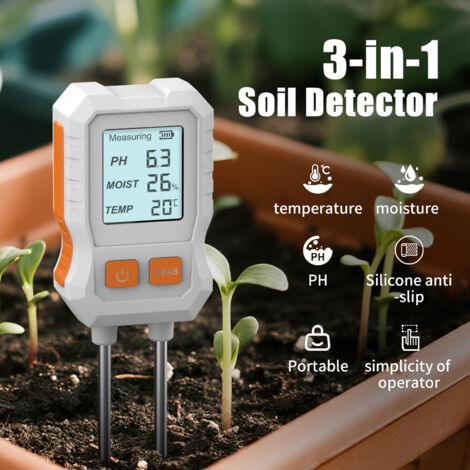 Testeur de Sol 3-en-1 avec Écran – Mesure Humidité, Température et pH pour Plantes en Pot et Pelouse (1/5)