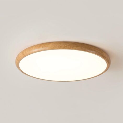 Plafonnier Rond Style Japonais avec LED Intégrée – Luminaire Encastré Design pour Chambre, Bureau et Salon, Naturel 30cm