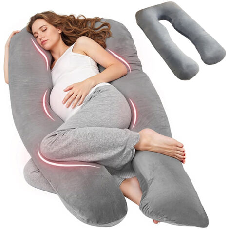 Coussin de Grossesse pour Dormir, Oreiller de Corps Complet en Forme de U, Soutien pour Le Dos, Les Hanches et Les Jambes des Femmes Enceintes, avec Une Housse en Velours Lavable