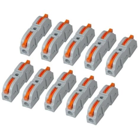 Lot de 10 Connecteurs Levier PCT-221 – Bornes de Raccordement Rapides Universelles Câbles Électriques (1/5)