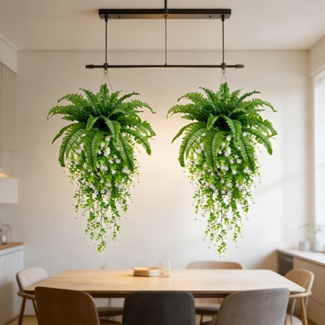 Lot de 2 Plantes Murales Artificielles – Fougère de Boston & Camélia Décoration Extérieure Durable Sans Entretien (1/5)