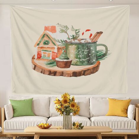 Tapisserie murale tendance, décoration murale pour salon, séparateur de porte ou rideau 150x130cm (1/5)