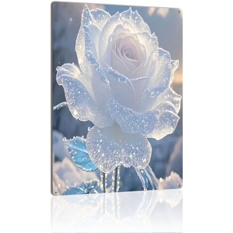 Plaque en Métal Vintage Art Murale pour Jardin de Roses, Durable et Beau pour Ajouter une Touche de Romance 30x20 cm. (1/5)