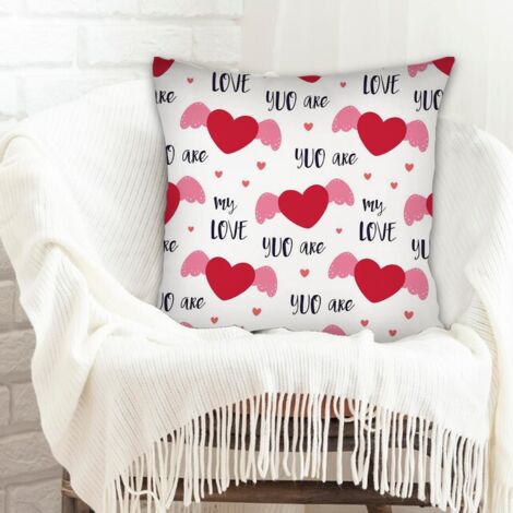 Housse de coussin 45x45 cm en polyester doux et respirant pour la saint-valentin, mariage (1/5)