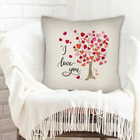 Housse de coussin carrée standard 45x45cm maison douce confortable pour chambre salon décoration de la saint-valentin (1/5)