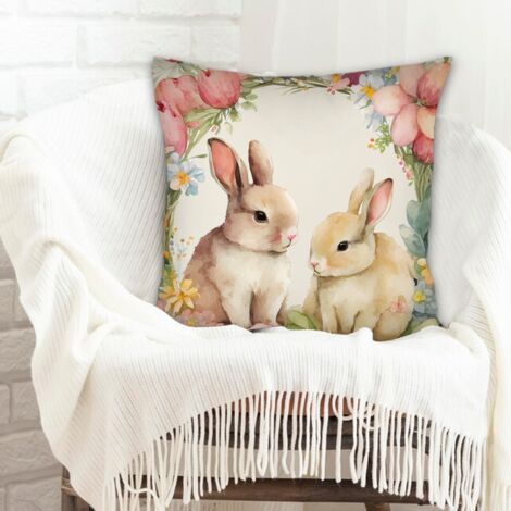 Housses de coussin en polyester résistante à fermeture éclair invisible pour le Jour de l'An, Noël, Pâques (1/5)