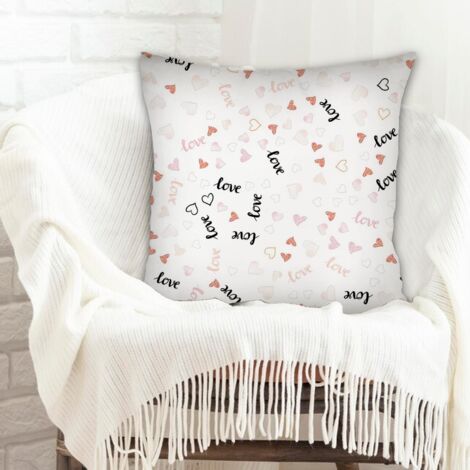 Housse de coussin 45x45 cm en polyester cachée zippée pour anniversaire de mariage la saint-valentin (1/5)