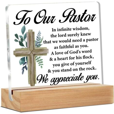 Cadeau de remerciement pour le pasteur, plaque décorative transparente pour bureau pour leader d'église - Décor en acrylique pour maison pour pasteur (1/4)
