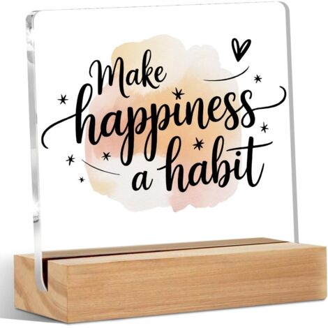 Cadeaux inspirants pour femmes, décoration en bois inspirante, plaque en acrylique pour décoration de bureau avec support en bois, panneaux de bureau pour bureau à domicile, table, étagère, box de bur (1/5)