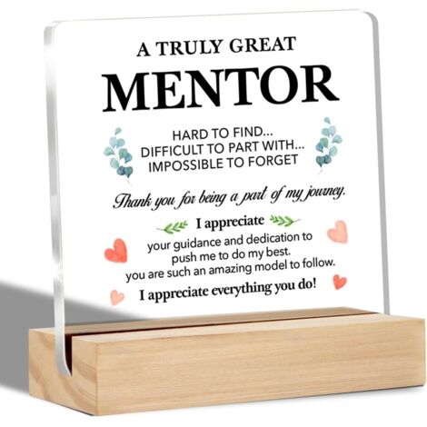 Vrai grand mentor : Plaque décorative transparente pour bureau, cadeau de reconnaissance pour mentor en cas de retraite ou de départ, plaque en acrylique avec support, plaquette de table, souvenir (1/4)