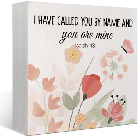 Panneau en bloc en boîte en bois boho aquarelle avec verset biblique, cadeau religieux chrétien, "Tu es à moi", décoration inspirante pour nursery, maison, bureau et étagère (1/5)