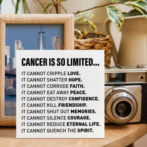 Cadeaux pour guerriers du cancer (hommes et femmes), cadeaux d'anniversaire pour patients atteints de cancer en chimiothérapie, cadeaux inspirants pour survivants du cancer, panneau en boîte en bois (1/5)