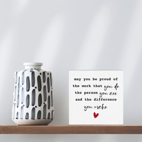 Cadeau inspirant, cadeaux de remerciement pour collègues, plaque panneau en bloc en boîte en bois, décoration de bureau, citations inspirantes, cadeau d'adieu pour patron, enseignant et médecin (1/5)