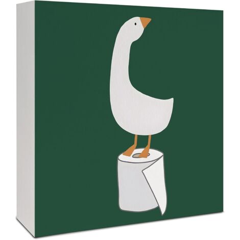 Panneau en boîte en bois humoristique à oie bête pour salle de bain, panneaux en bois humoristiques à oie de couleur verte foncée pour décoration de salle de bain, toilettes, comptoir et étagère (1/5)