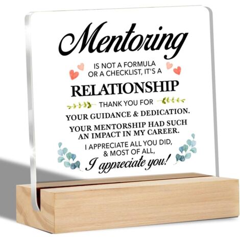 Cadeaux de remerciement pour mentor : Je vous apprécie, plaque décorative transparente pour bureau, cadeau pour patron, entraîneur, mentor, plaque en acrylique avec support, plaquette de table, souven (1/4)
