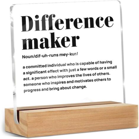 Cadeaux d'appréciation pour leader, patron, mentor, collègue, enseignant et personne qui fait la différence, panneau de décoration de bureau transparent en acrylique avec support en bois (bureau, tabl (1/5)