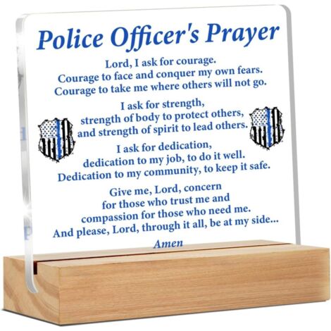 Cadeaux pour la police, cadeaux pour agents de police hommes et femmes, cadeaux de graduation de police, prière pour agent de police, plaque décorative transparente pour bureau, décor en acrylique pou (1/4)