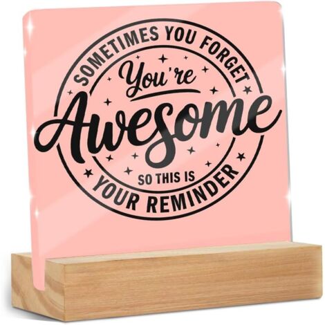 Panneau en acrylique avec citations inspiratrices et support en bois, cadeaux de remerciement pour bureau, panneaux de décoration pour table, box de bureau, étagère de bureau (1/5)