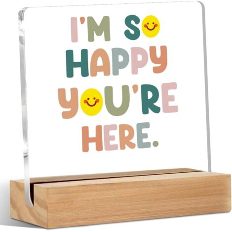 Décoration de salle de classe, panneau en acrylique pour décoration de bureau avec support en bois, panneaux-cadeaux inspirants pour salle de classe, panneaux et plaques décoratifs positifs boho (1/5)
