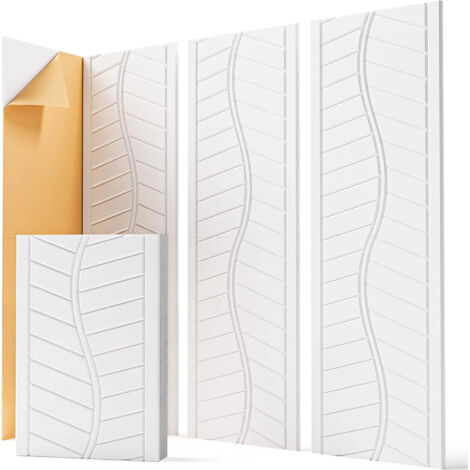 12 Panneaux Acoustiques Muraux Auto-Adhésifs – 30x40cm Panneaux Absorbants, Texture Feuillage, Traitement Acoustique pour Studio, Salle de Jeu et Porte (Blanc) (1/5)
