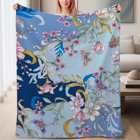 Couverture de lit en polaire, jeté doux et chaud idéal pour le printemps, légère et luxueuse en microfibre de polyester, décoration pour chambre et salon, excellent cadeau pour hommes et femmes,6080 p (1/4)