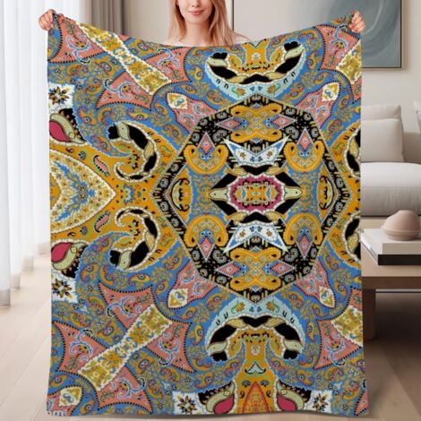 Couverture de lit en polaire, jeté doux et chaud de printemps, légère et luxueuse en microfibre de polyester, décoration intérieure, ajout parfait à la décoration intérieure, cadeau idéal pour lui et  (1/4)