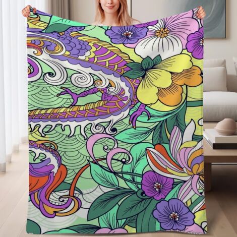 Couverture de lit en polaire, jeté doux et chaud idéal pour le printemps, légère et luxueuse en microfibre de polyester, décoration intérieure, cadeau attentionné pour hommes femmes,6080 pouces (1/4)