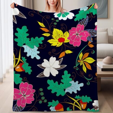 Couverture de lit en polaire, jeté doux et chaud de printemps, légère et luxueuse en microfibre de polyester, décoration intérieure, ajout élégant à la décoration intérieure, cadeau parfait pour lui e (1/4)