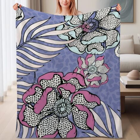 Couverture de lit en polaire, jeté doux et chaud de printemps, légère et luxueuse en microfibre de polyester, décoration intérieure cosy et élégante, cadeau adapté pour lui elle,6080 pouces (1/4)