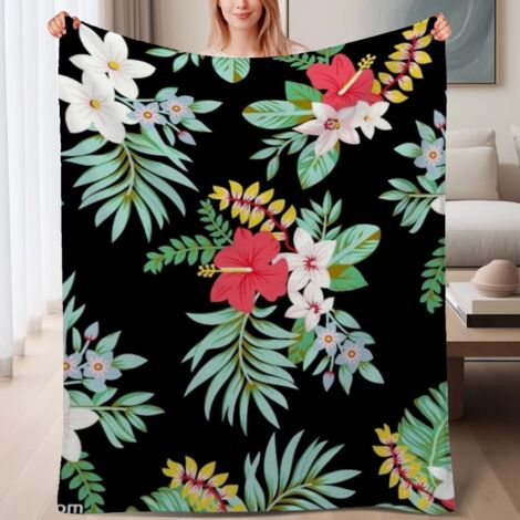 Couverture de lit en polaire, jeté doux et chaud de printemps, légère et luxueuse en microfibre de polyester, décoration intérieure cosy, ajout parfait à la décoration intérieure, cadeau adapté pour h (1/4)