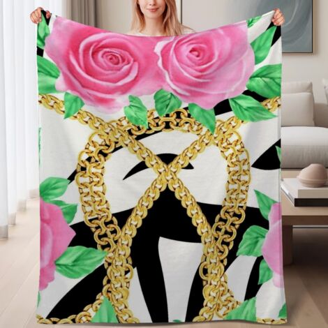Couverture de lit en polaire, jeté doux et chaud pour le printemps, légère et luxueuse en microfibre de polyester, décoration intérieure, cadeau pour lui et elle,6080 pouces (1/4)