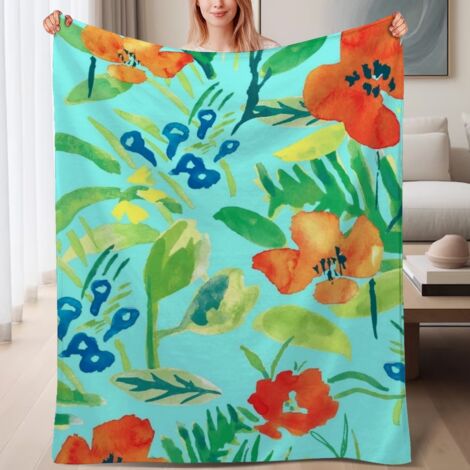 Couverture de lit en polaire, jeté doux et chaud de printemps, légère et luxueuse en microfibre de polyester, décoration intérieure cosy, ajout parfait à la décoration intérieure, cadeau idéal pour ho (1/4)