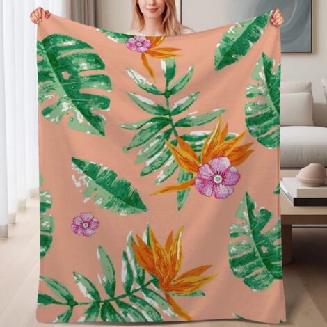 Couverture de lit en polaire, jeté doux et chaud de printemps, légère et luxueuse en microfibre de polyester, décoration intérieure, ajout élégant à la décoration intérieure, cadeau idéal pour tout le (1/4)