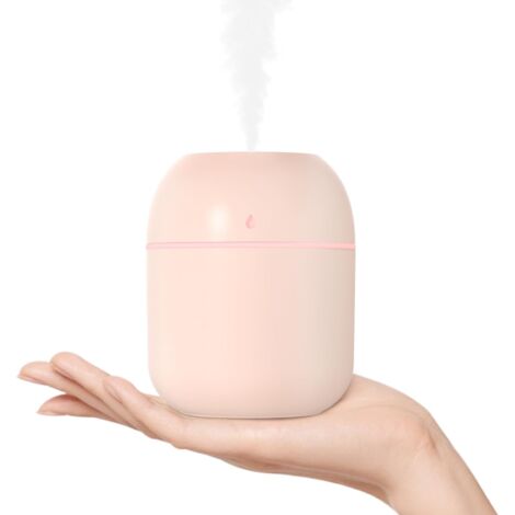 Azouakn Mini humidificateur portable, humidificateur USB automatique, humidificateur de bureau, 2 modes, ultra-silencieux, câble USB inclus, rose, 220 ml (1/5)